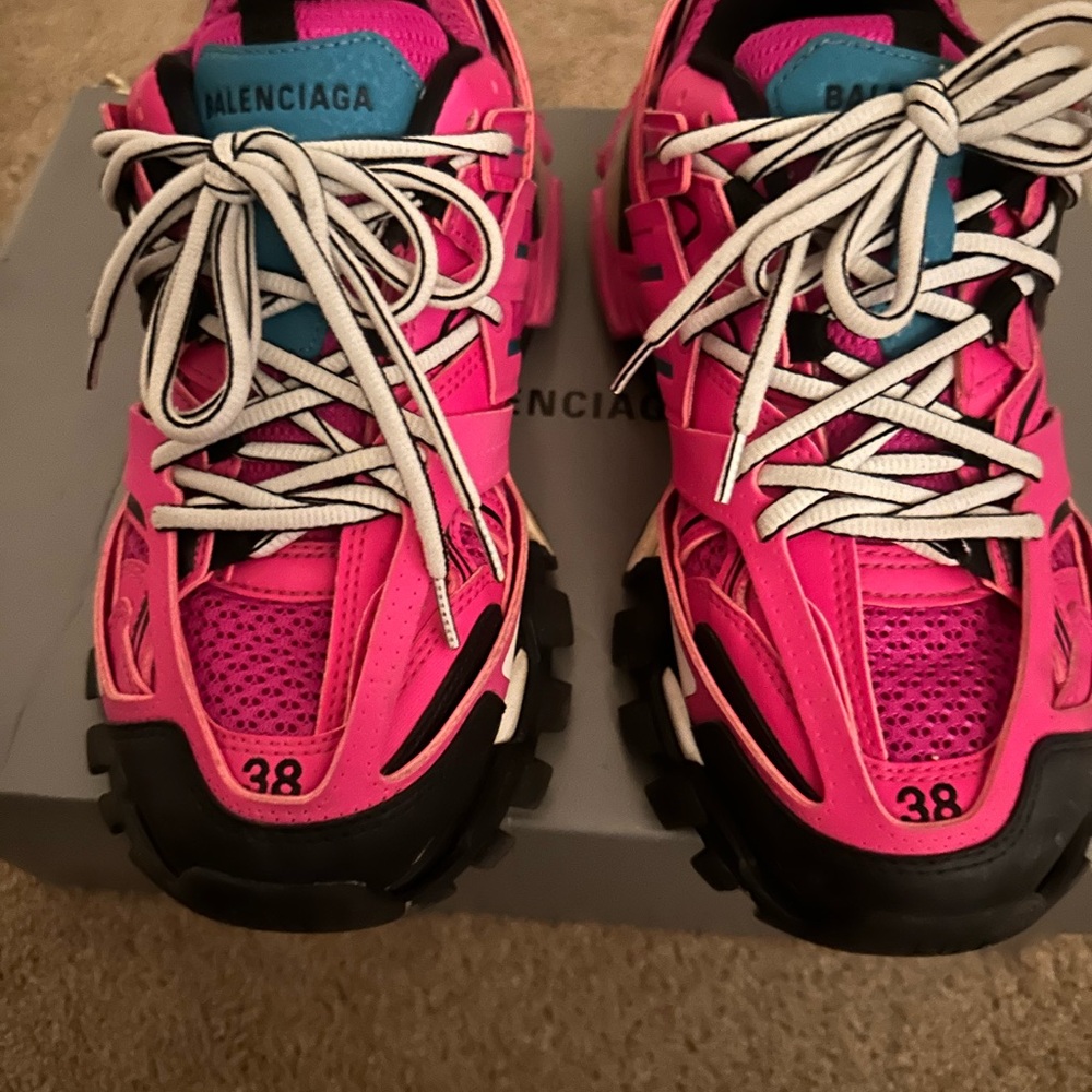 Balenciaga Women's Neon Pink Track Sneakers